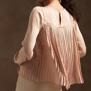 Banana Republic Pleated Satin Blouse in Mahogany Brown